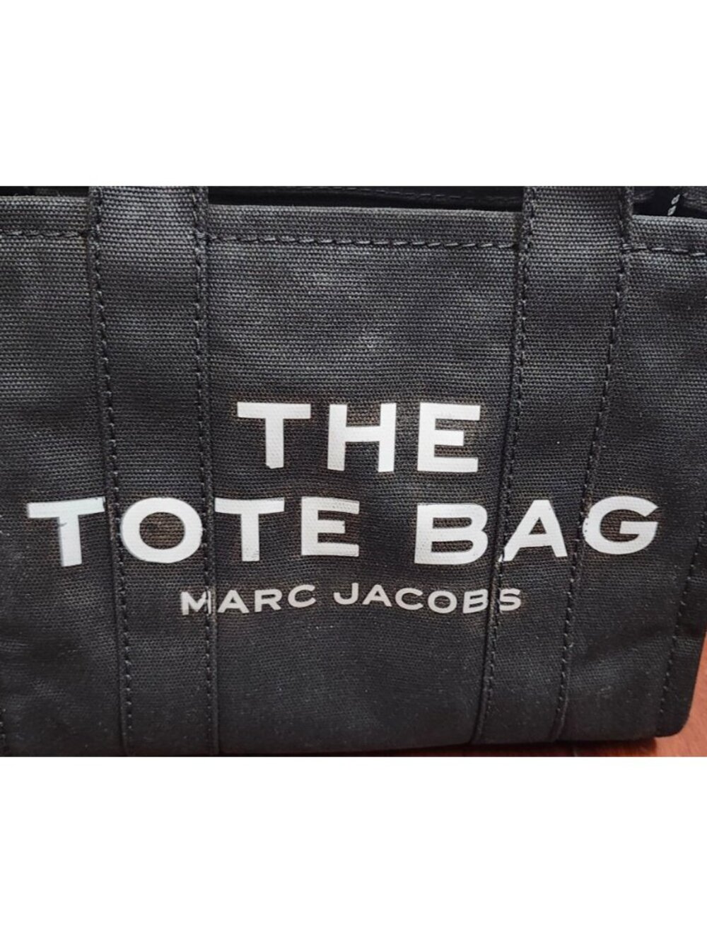 Marc Jacobs The Terry Mini Tote Bag Black Canvas Logo Handbag  100% Authentic - Picture 3 of 16